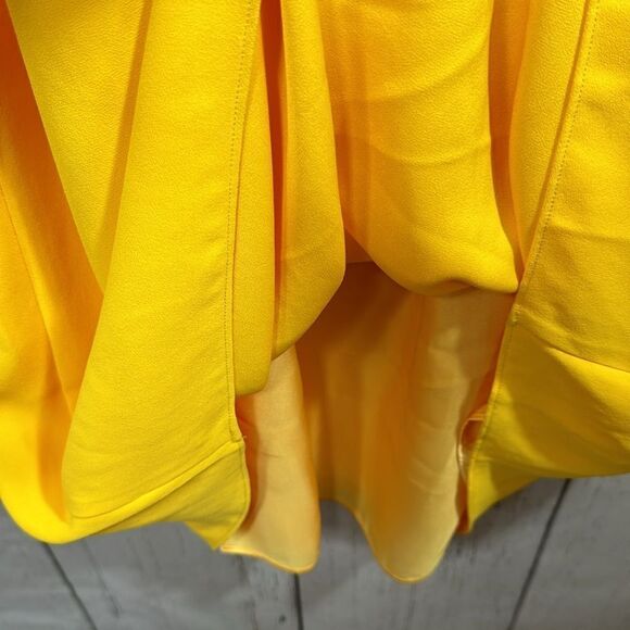 Trina Turk Yellow Empire Waist Midi Dress V Neck Balloon Sleeve Size 6 Retro - Picture 12 of 16